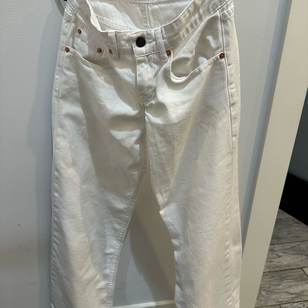 Motel Rocks Low Rise Parallel Jeans In True White - Picture 4 of 6